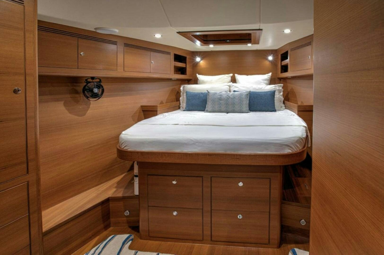 a bed in a room aboard RAGNAR Yacht for Sale