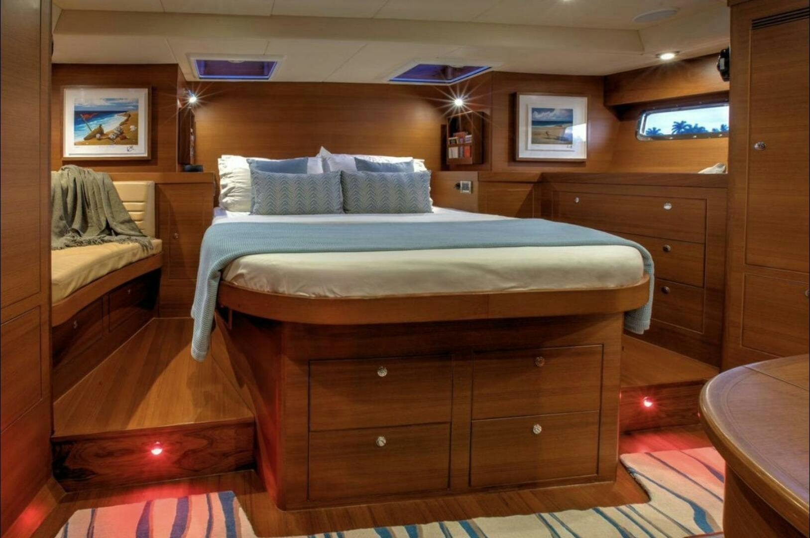 a bed in a room aboard RAGNAR Yacht for Sale