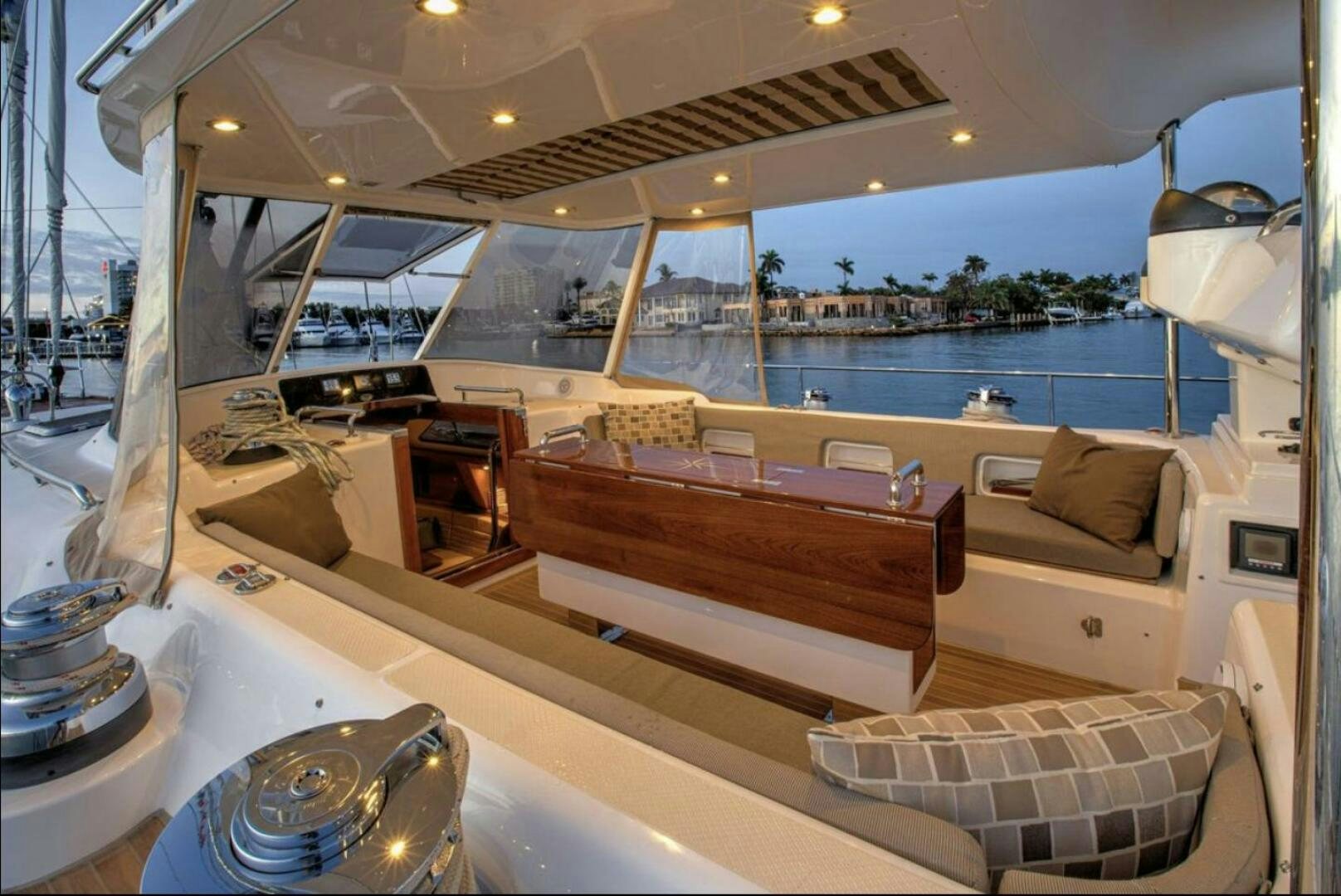 a room with a view of the water and the beach aboard RAGNAR Yacht for Sale