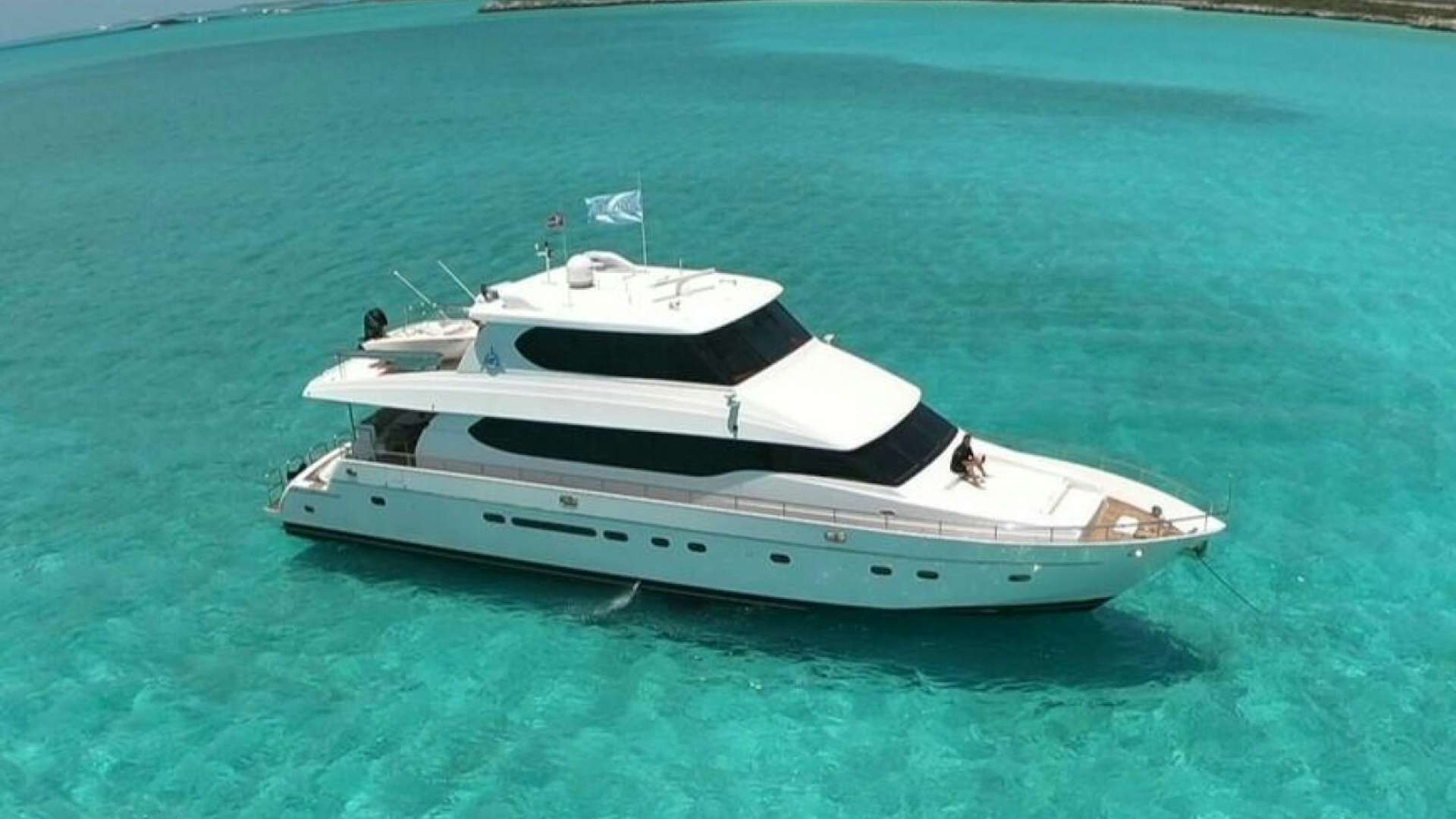 a boat in the water aboard TORTUGA Yacht for Sale