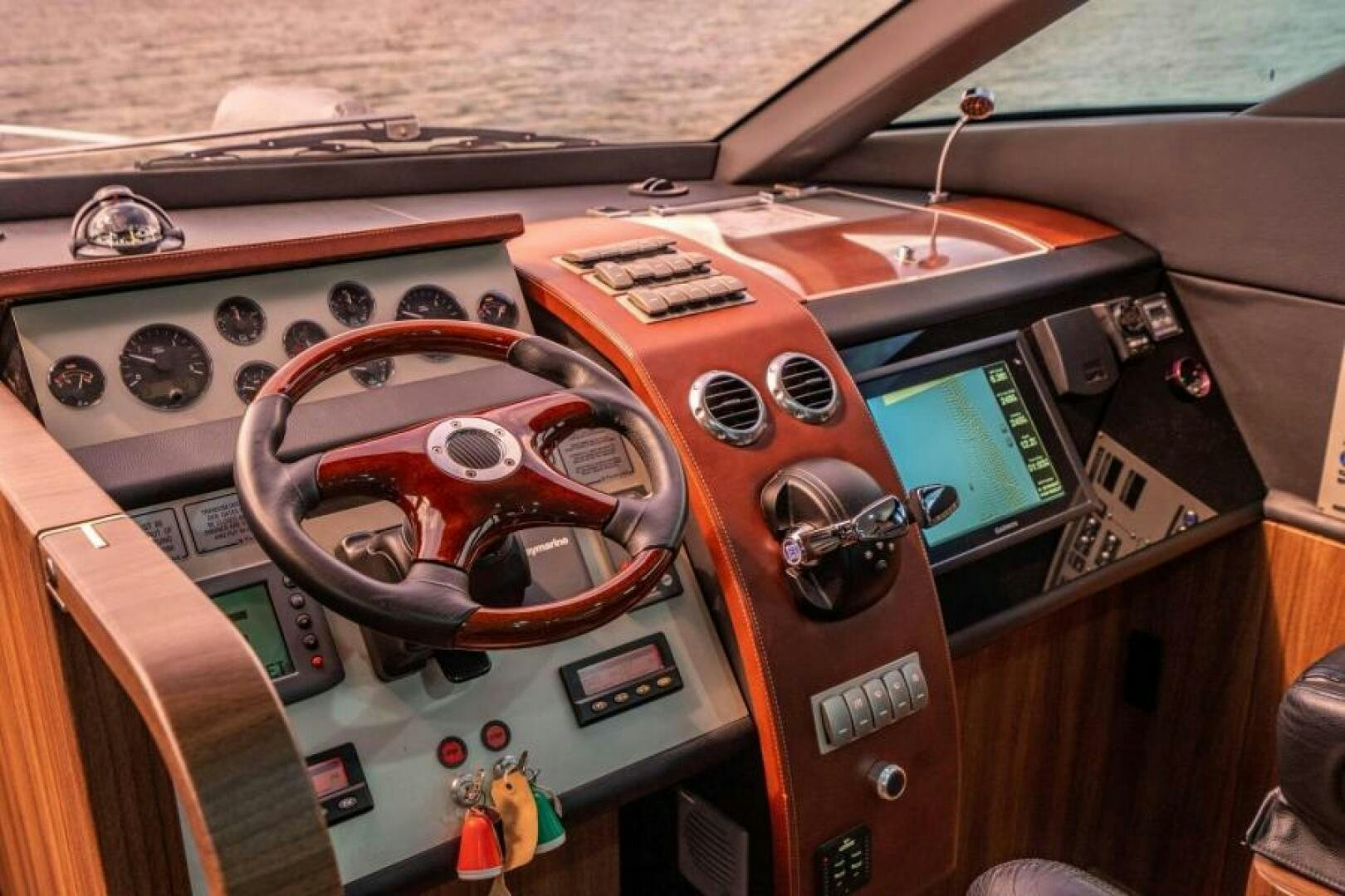 the inside of a car aboard AQUABELLA Yacht for Sale