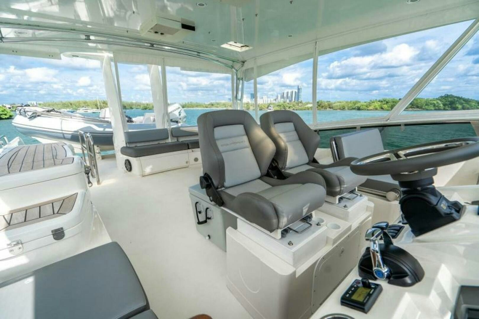 inside of a car aboard AQUABELLA Yacht for Sale