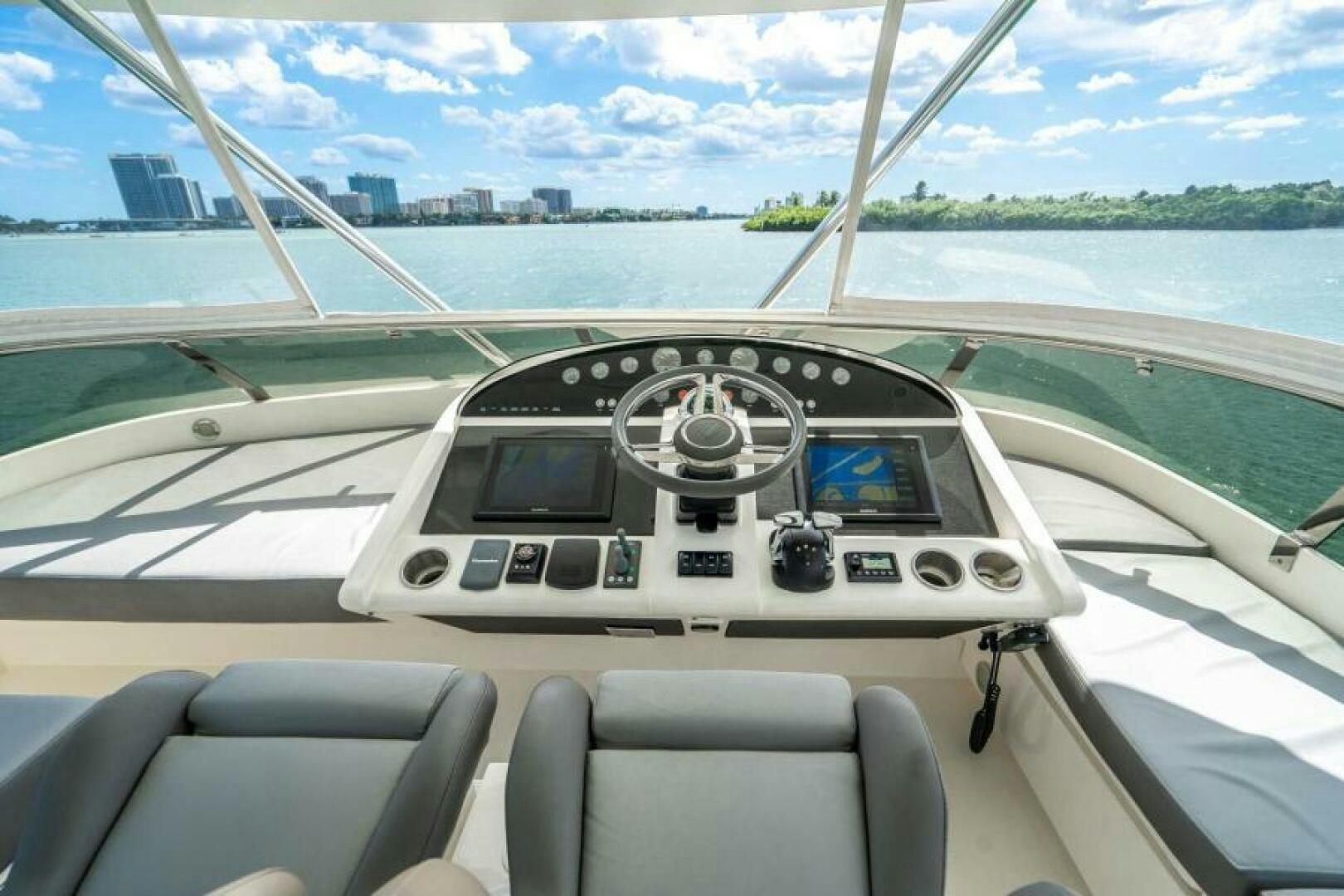 the inside of a car aboard AQUABELLA Yacht for Sale