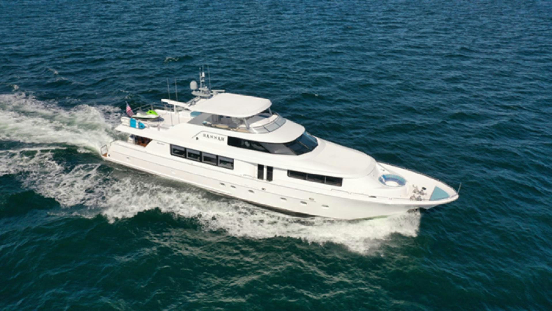 a white yacht in the ocean aboard HANNAH Yacht for Sale
