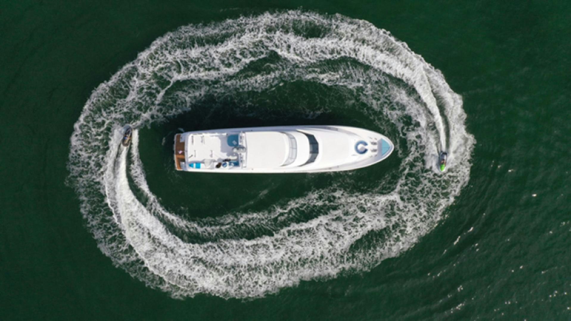 a small boat in the water aboard HANNAH Yacht for Sale