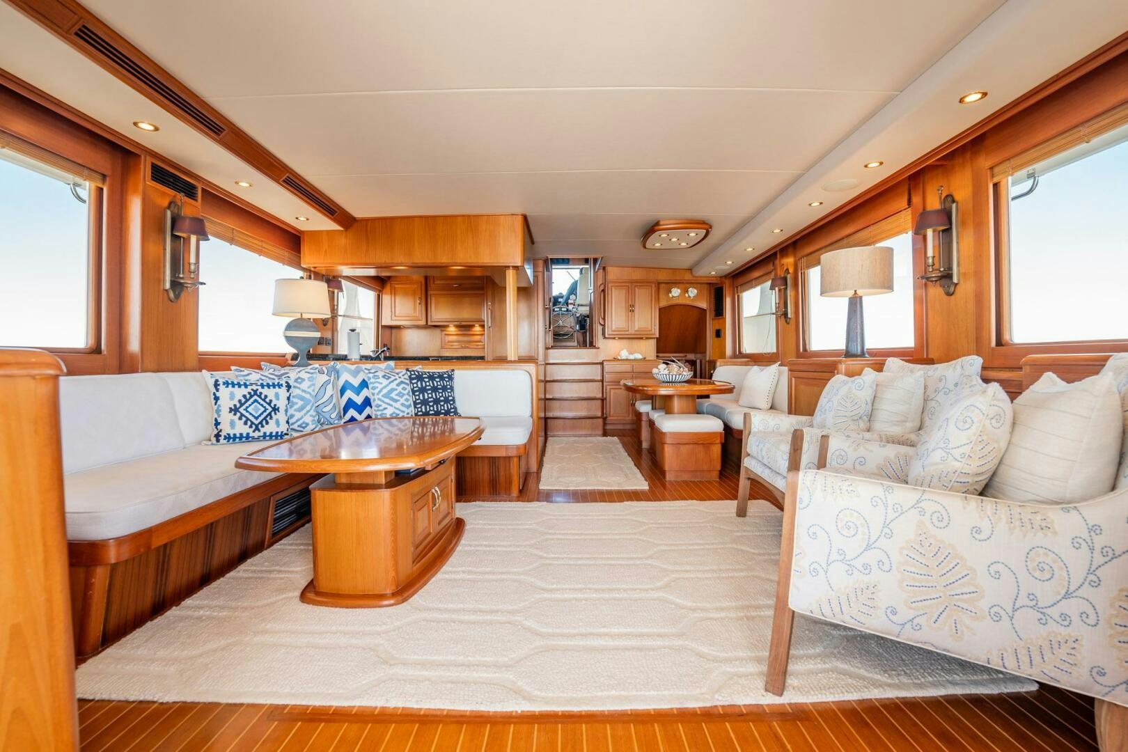 a living room with a couch and a table aboard BEBA Yacht for Sale