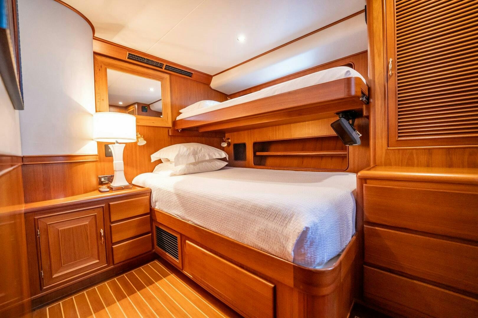 a couple of beds in a room aboard BEBA Yacht for Sale
