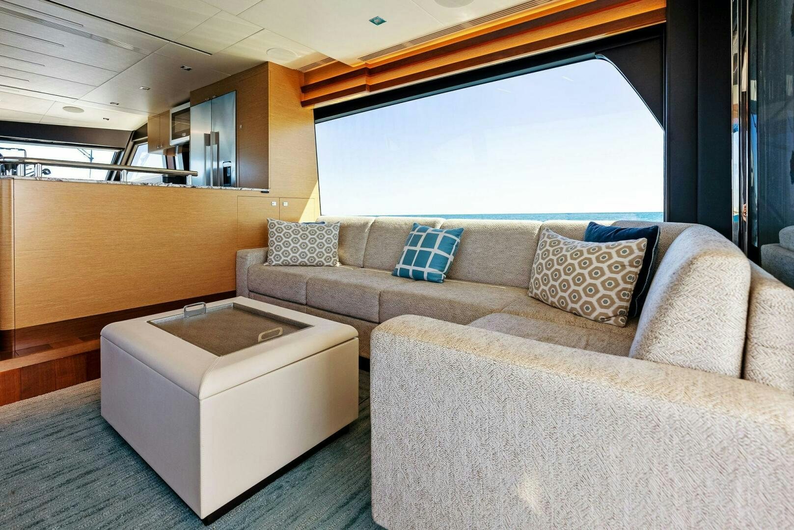 a couch in a room aboard SUNNY SEAJAY Yacht for Sale