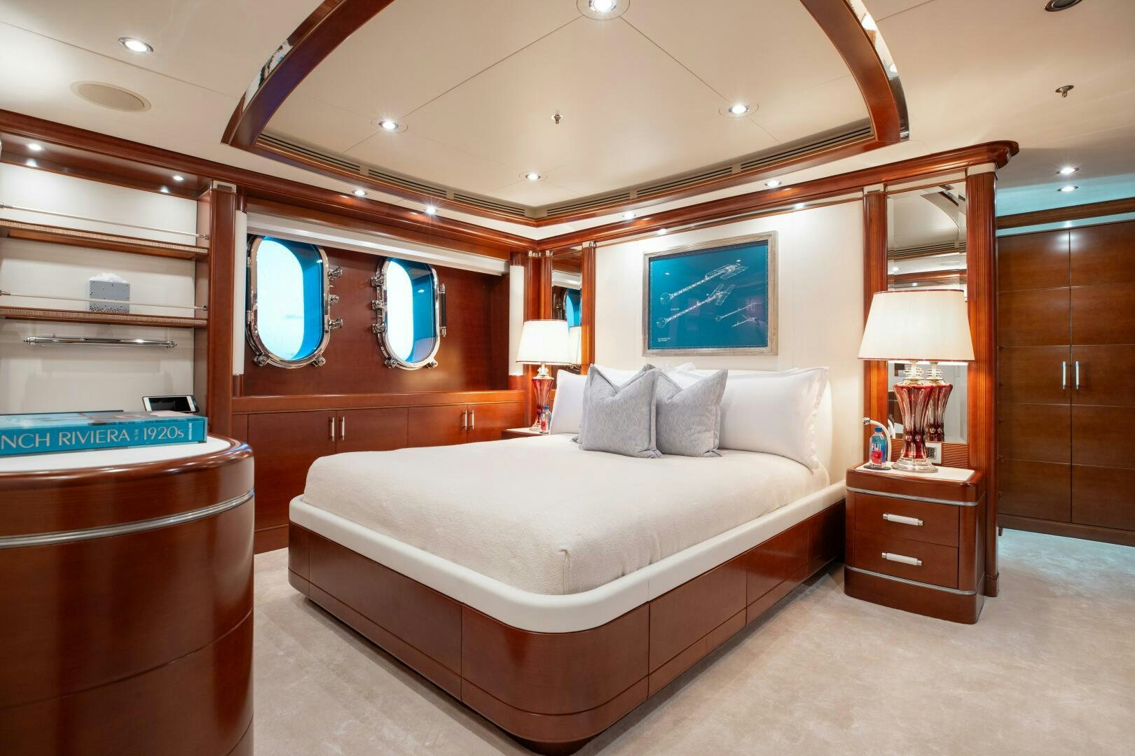 a bed in a room aboard Q Yacht for Sale