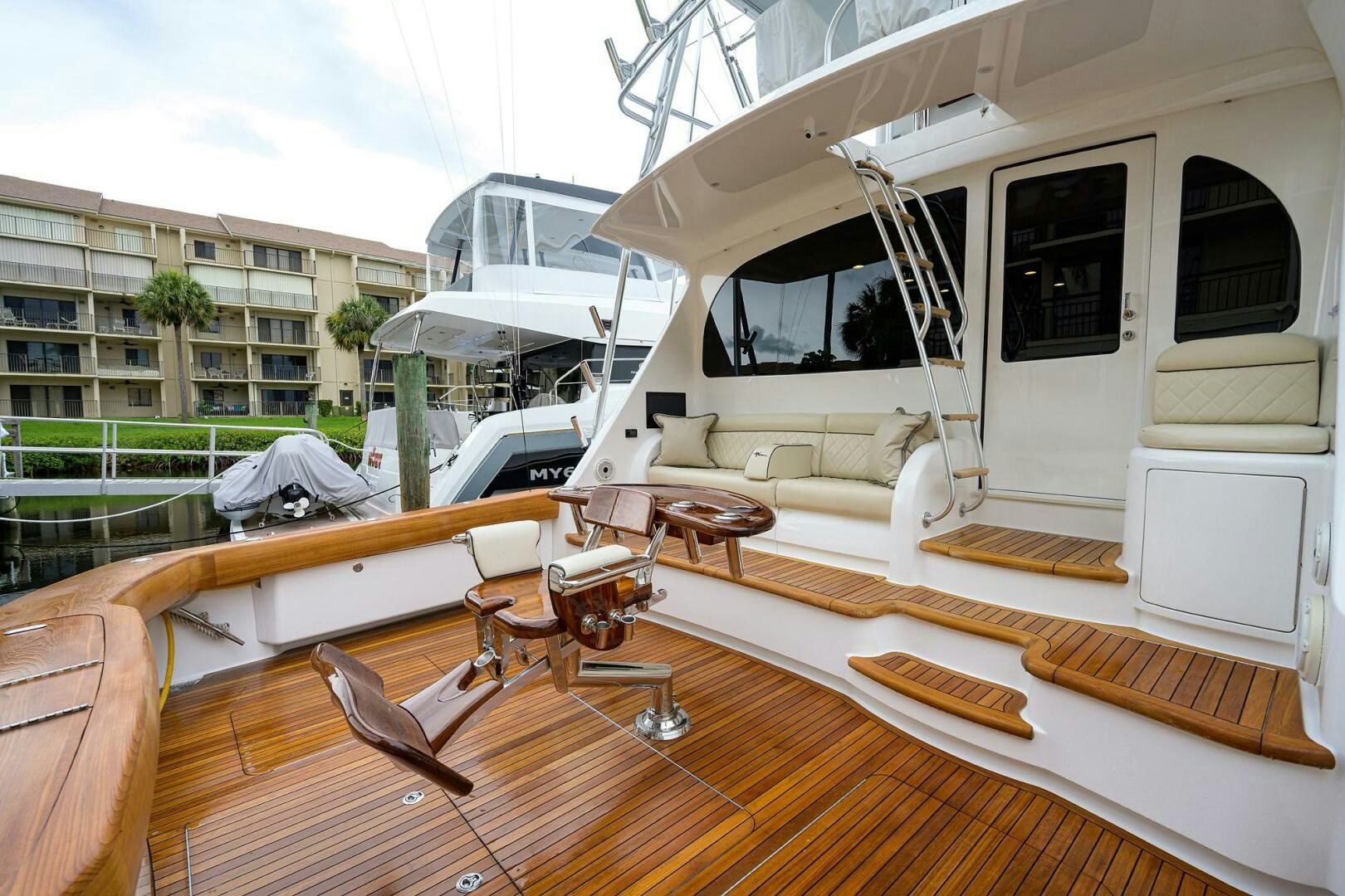 a boat on a deck aboard SNOWBIRD Yacht for Sale