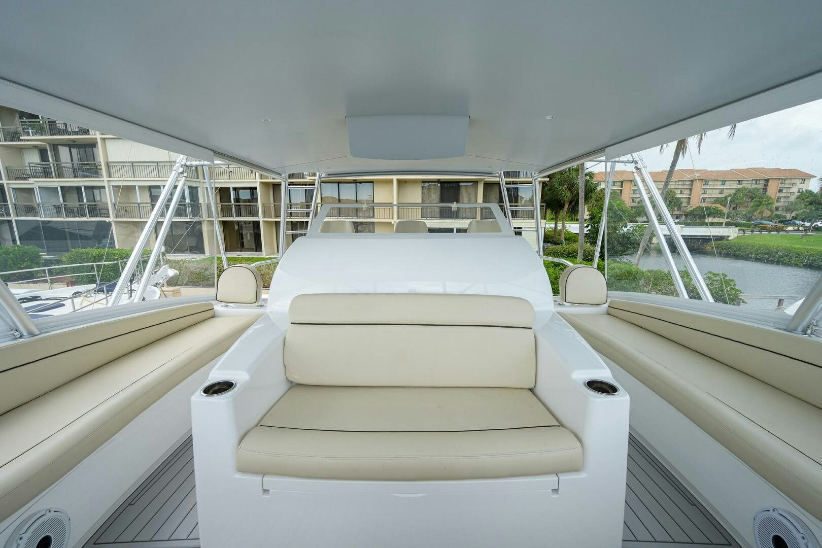 a white car on a road aboard SNOWBIRD Yacht for Sale