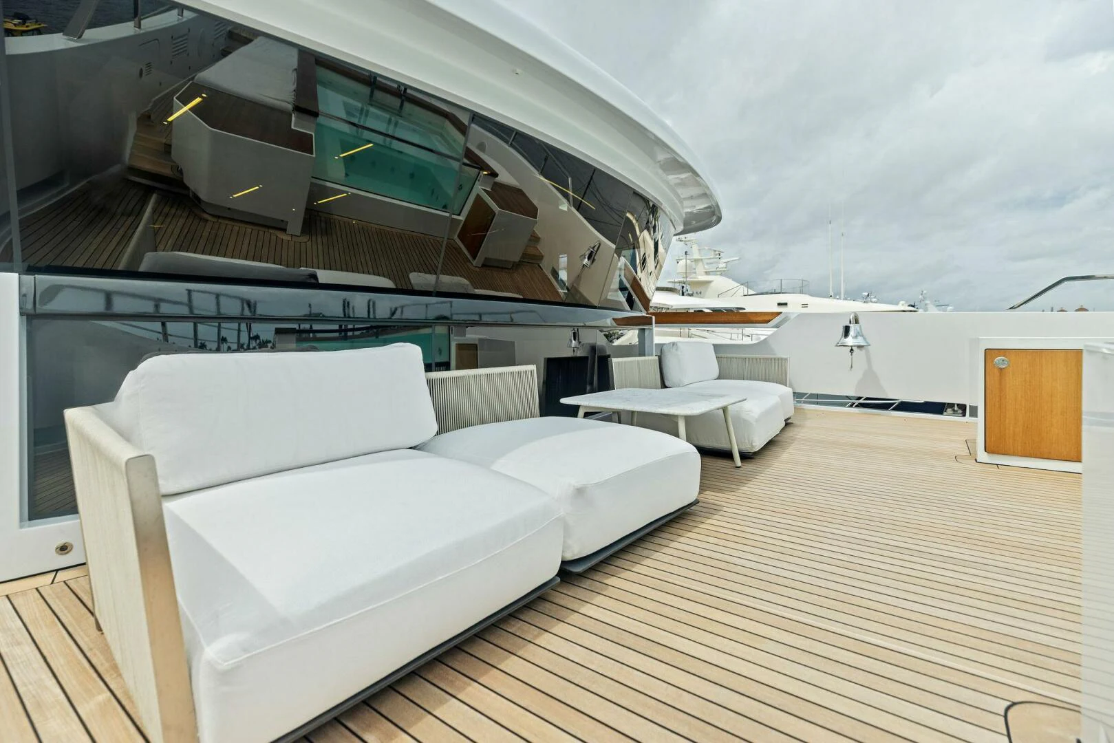 a boat on a deck aboard KAMAKASA Yacht for Sale
