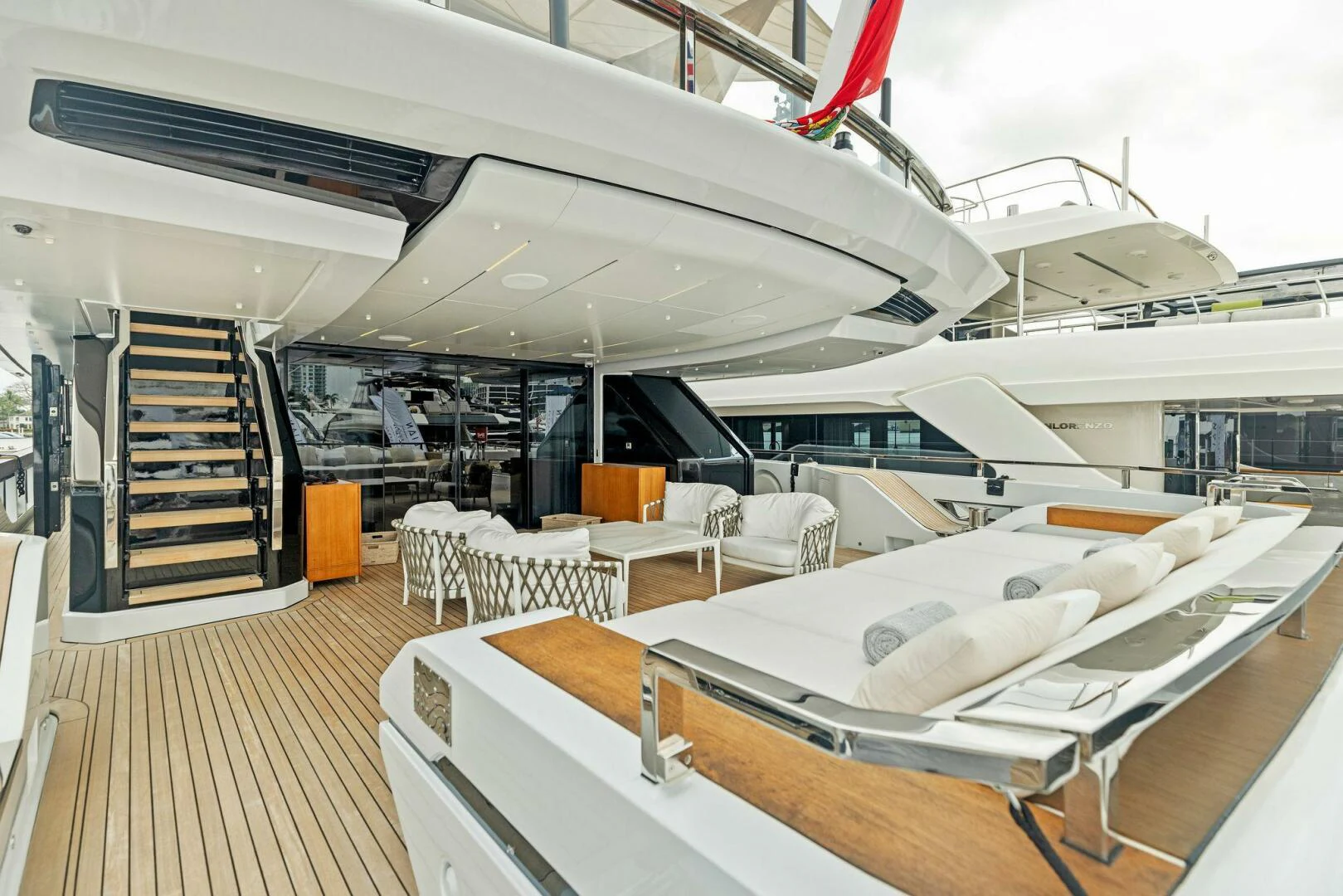 a large room with a large bed aboard KAMAKASA Yacht for Sale