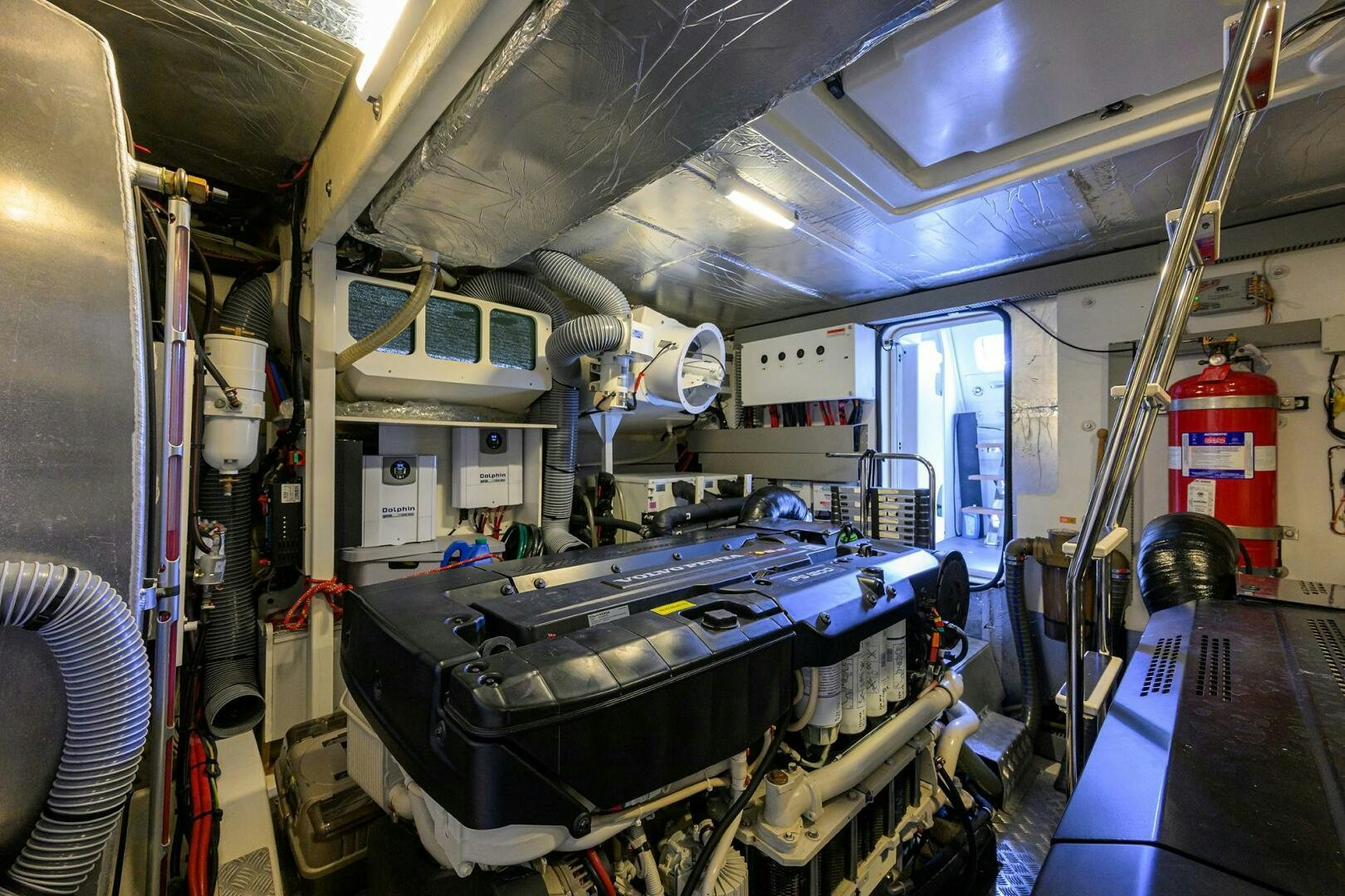 a large room with machinery aboard 2016 68 PRESTIGE Yacht for Sale