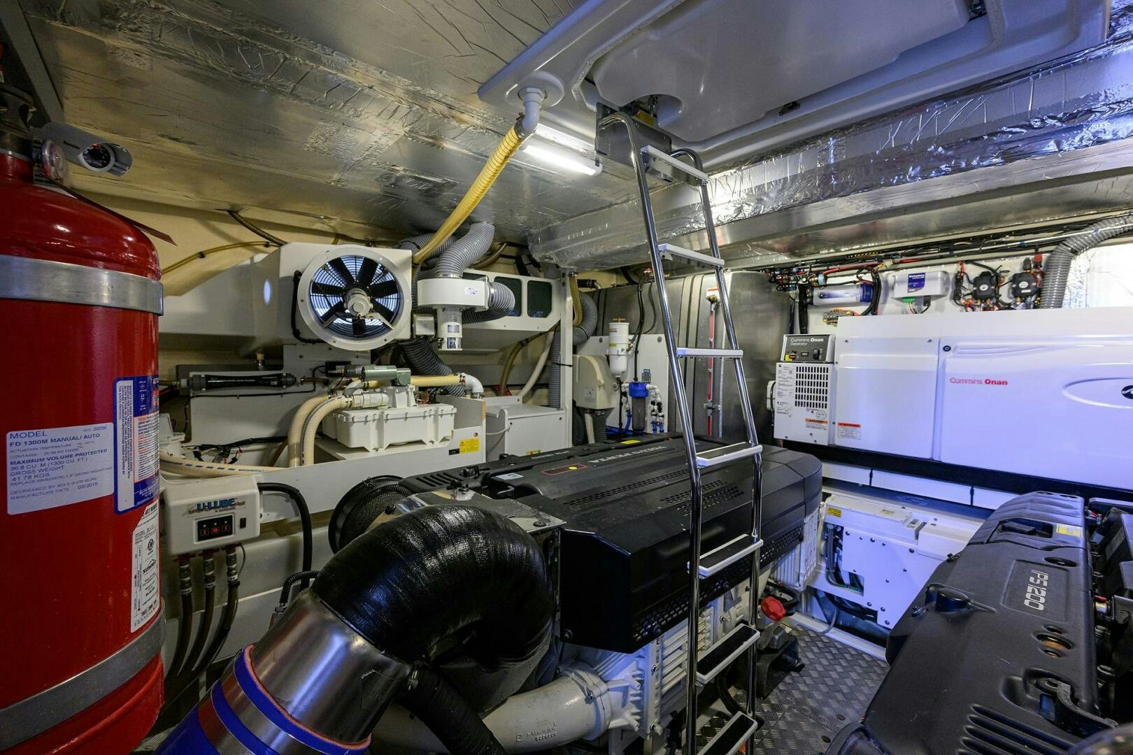 a room with machinery and pipes aboard 2016 68 PRESTIGE Yacht for Sale