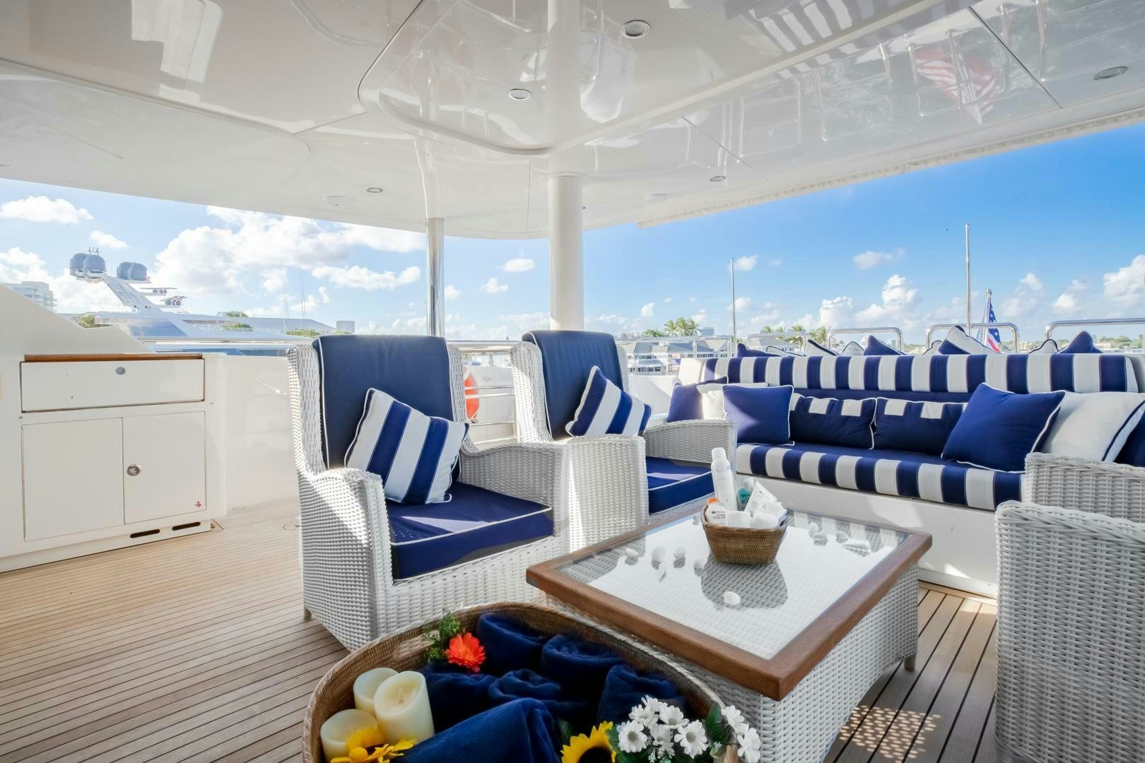 a room with a large white tent aboard STATUS QUO Yacht for Sale