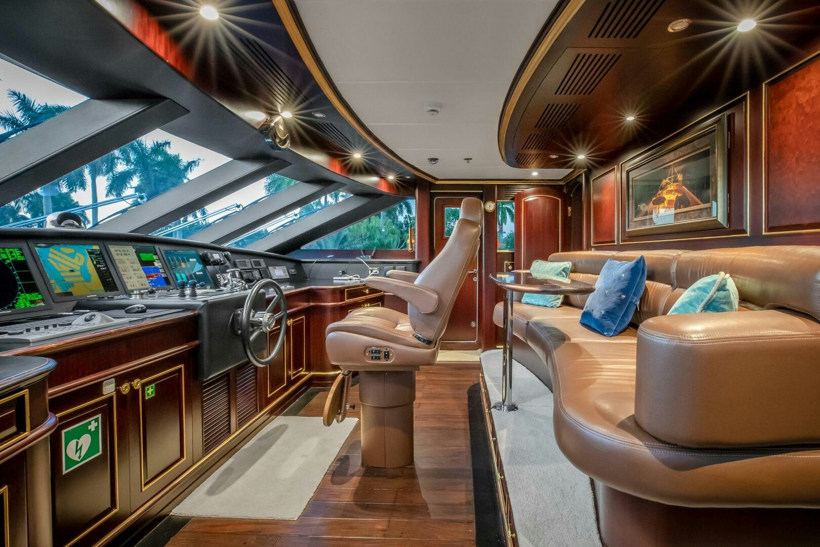 a train with a couch and a chair aboard STATUS QUO Yacht for Sale
