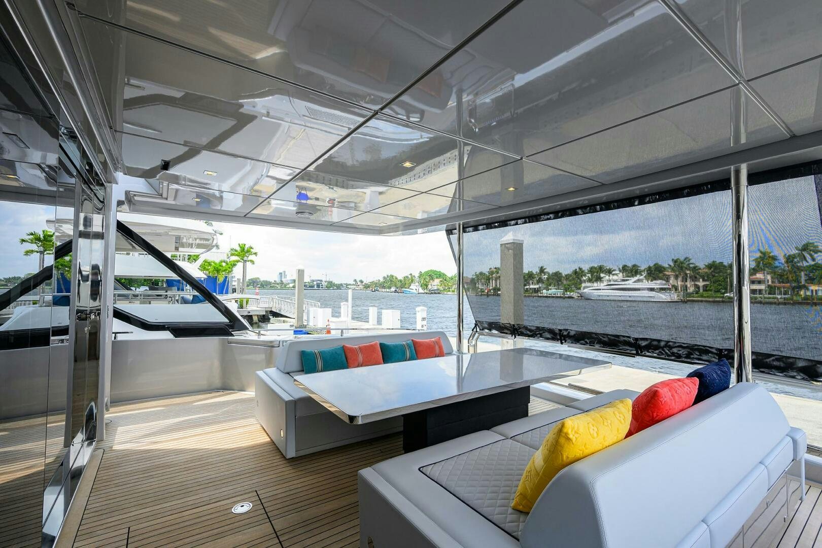 a room with a bed and a table aboard 90 RIVA 2023 Yacht for Sale