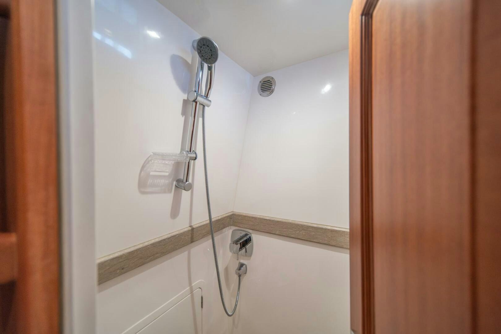 a shower with a glass door aboard ABRI SUR LA MER Yacht for Sale