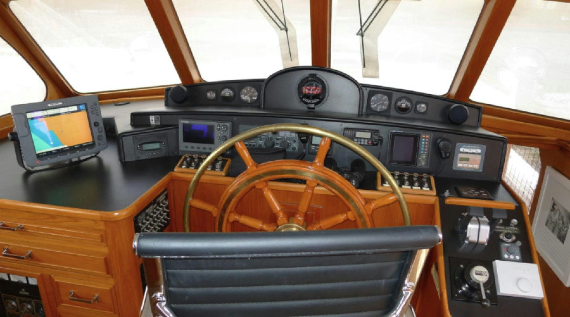 a cockpit of an airplane aboard DAKOTA Yacht for Sale
