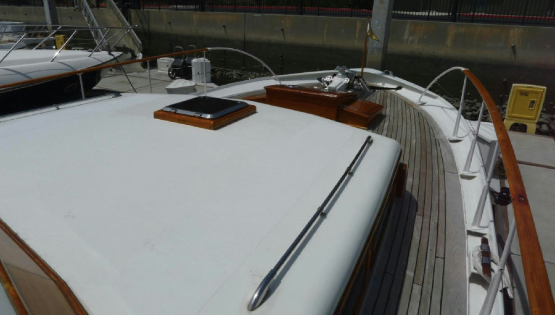 a white table with a black tablecloth aboard DAKOTA Yacht for Sale