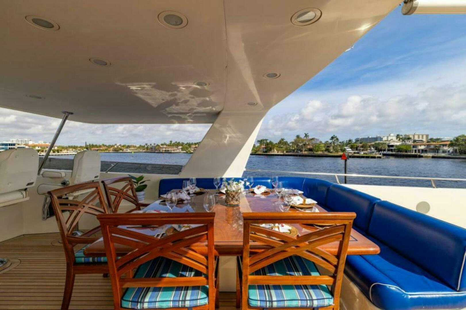 a row of chairs on a boat aboard STARLIGHT Yacht for Sale