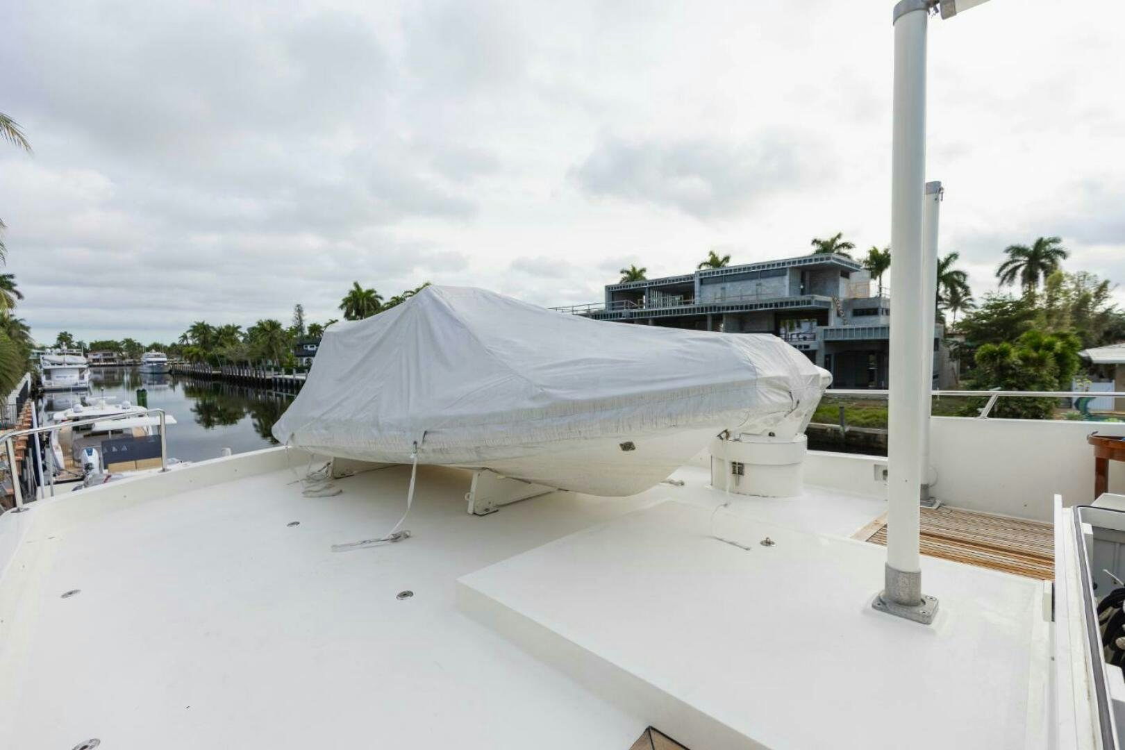 a white tent on a roof aboard STARLIGHT Yacht for Sale