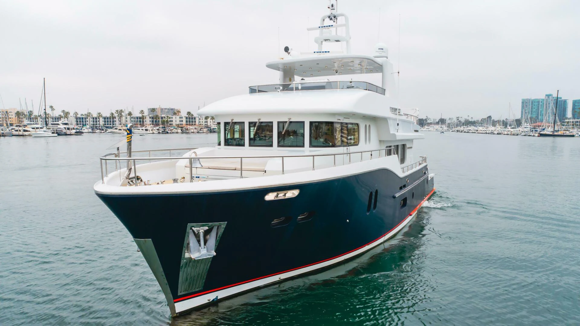 a boat in the water aboard UNDAUNTED Yacht for Sale