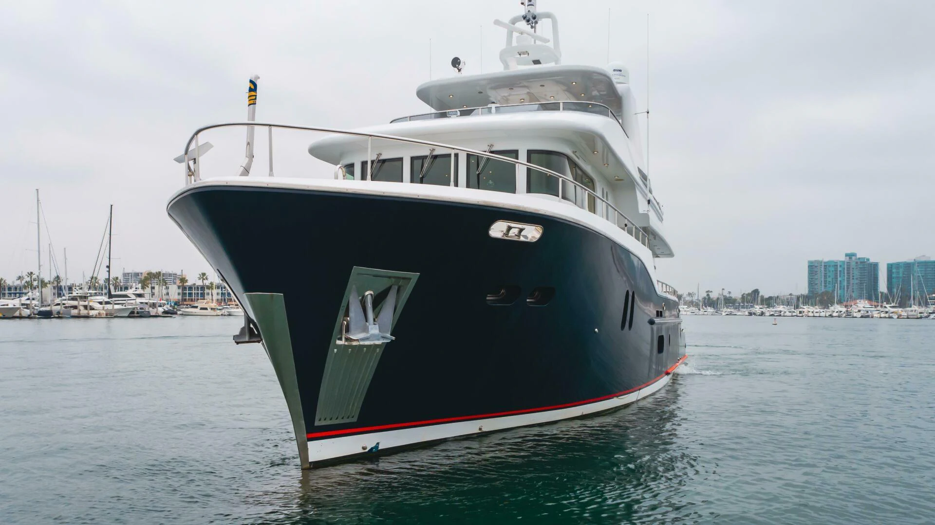 a boat in the water aboard UNDAUNTED Yacht for Sale