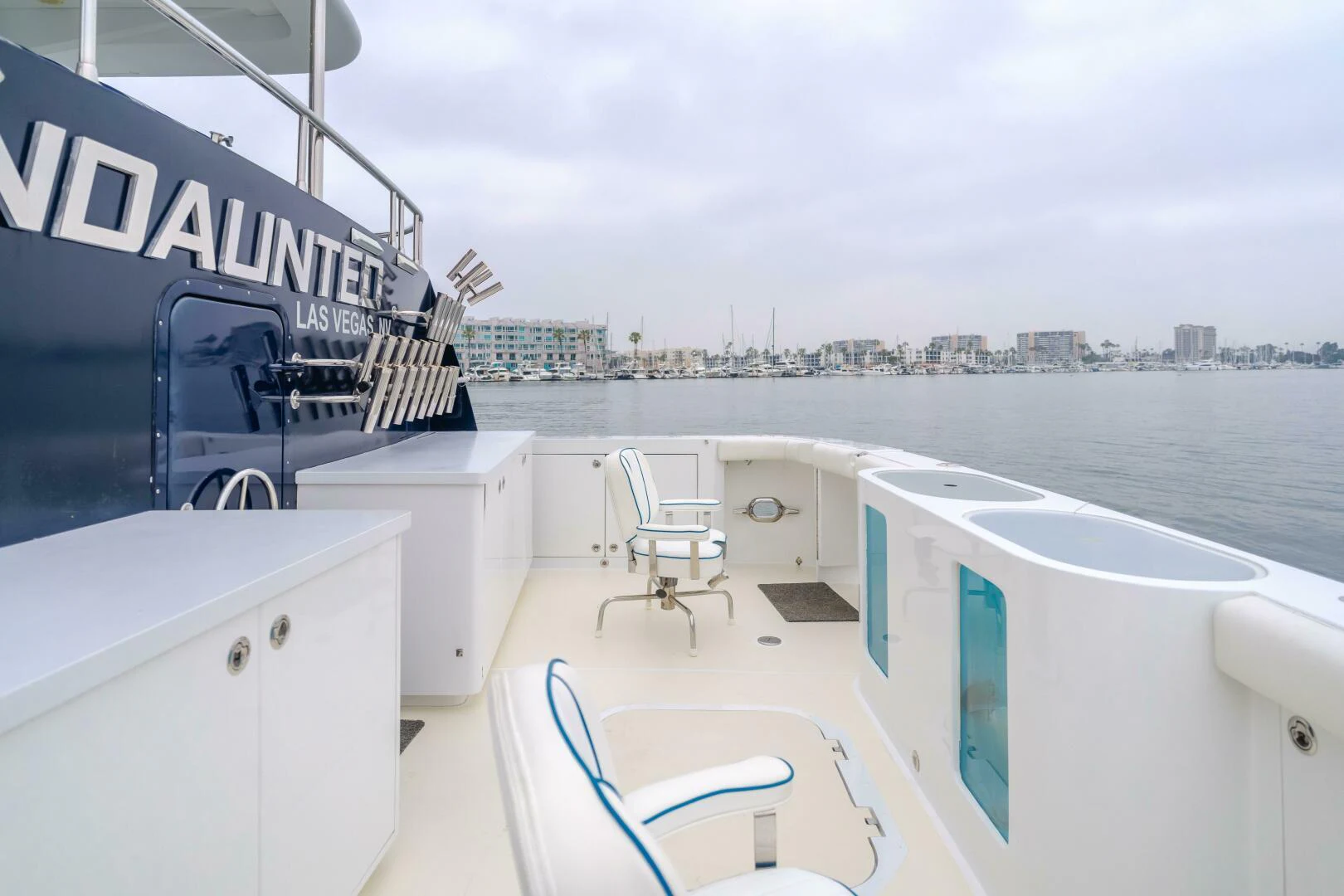 a boat on the water aboard UNDAUNTED Yacht for Sale