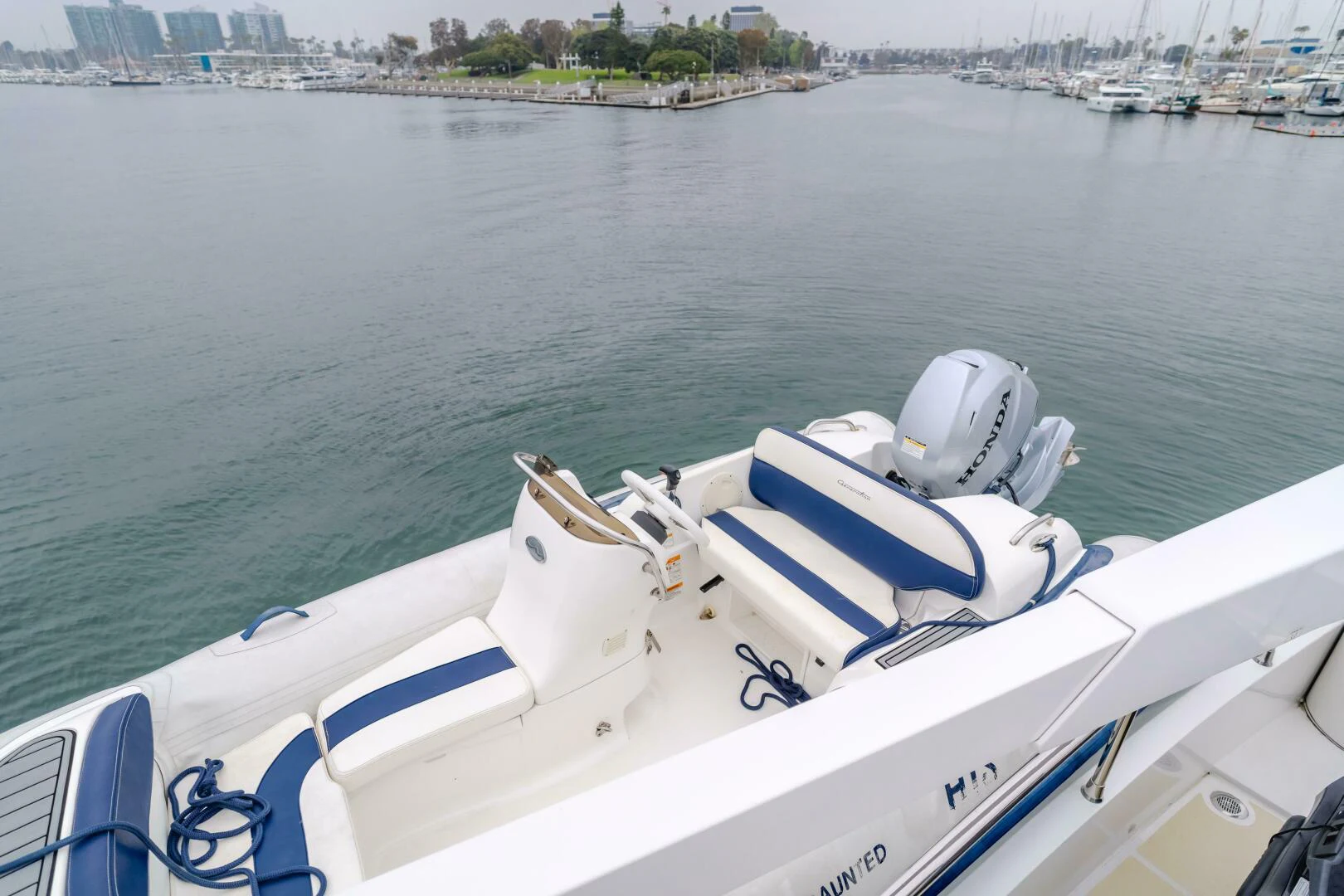 a boat on the water aboard UNDAUNTED Yacht for Sale