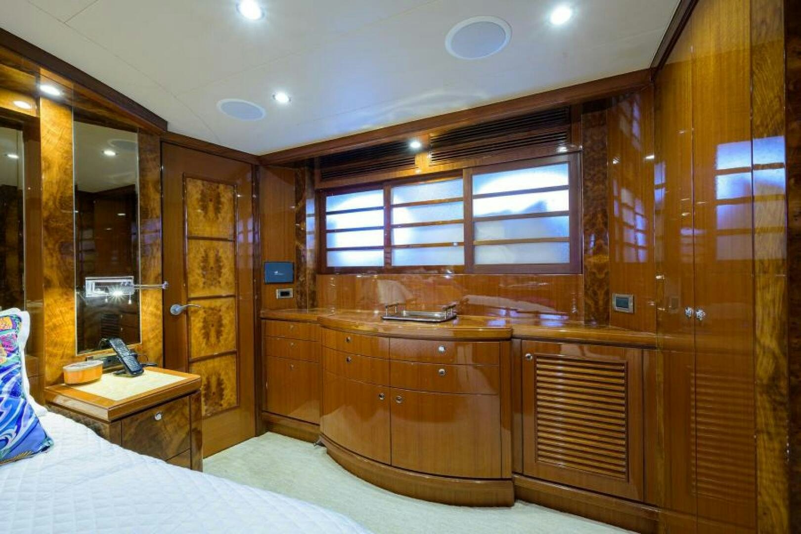 a room with a bed and a desk aboard BARNSTAR Yacht for Sale