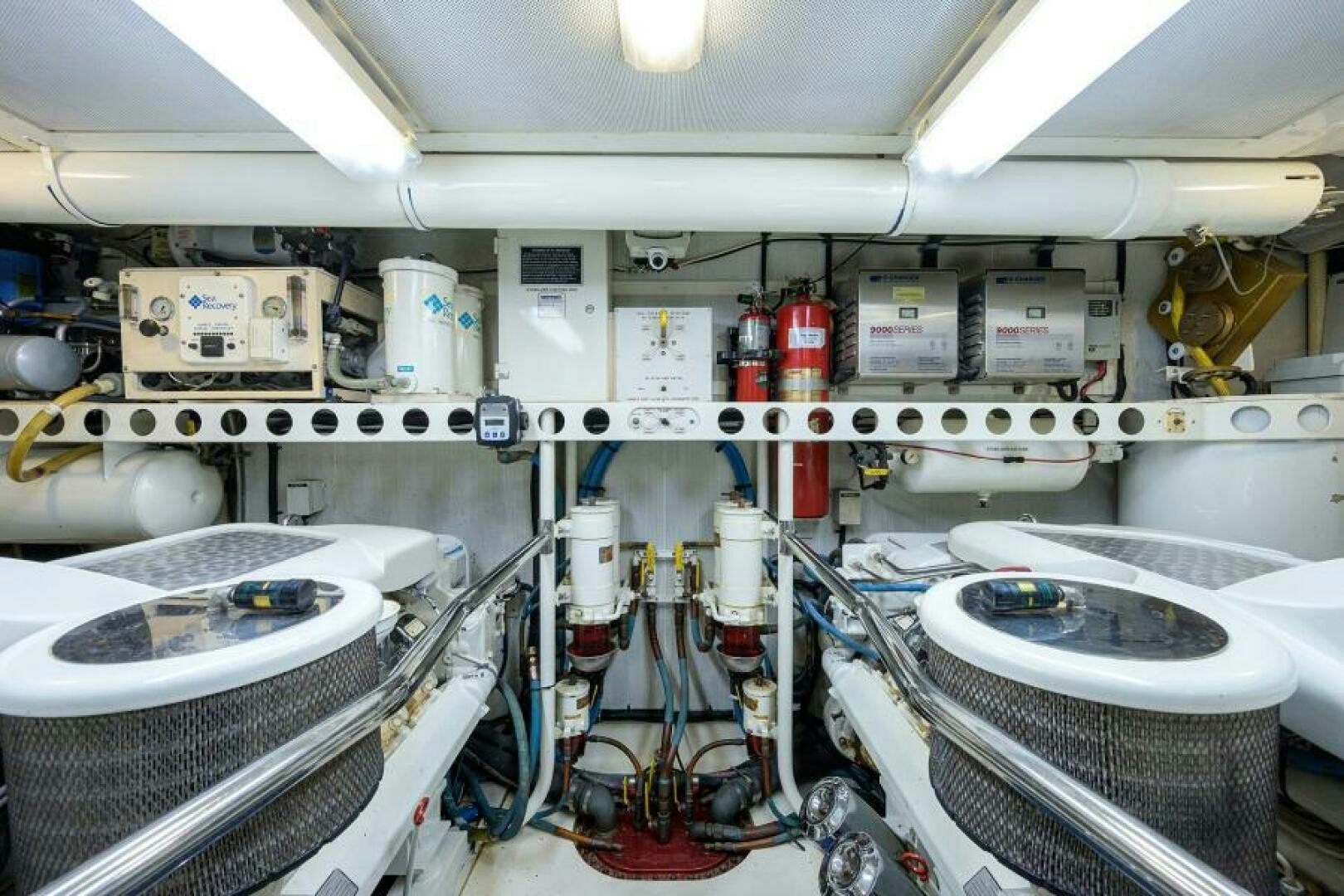 a room with several white pipes aboard 80' LAZZARA Yacht for Sale