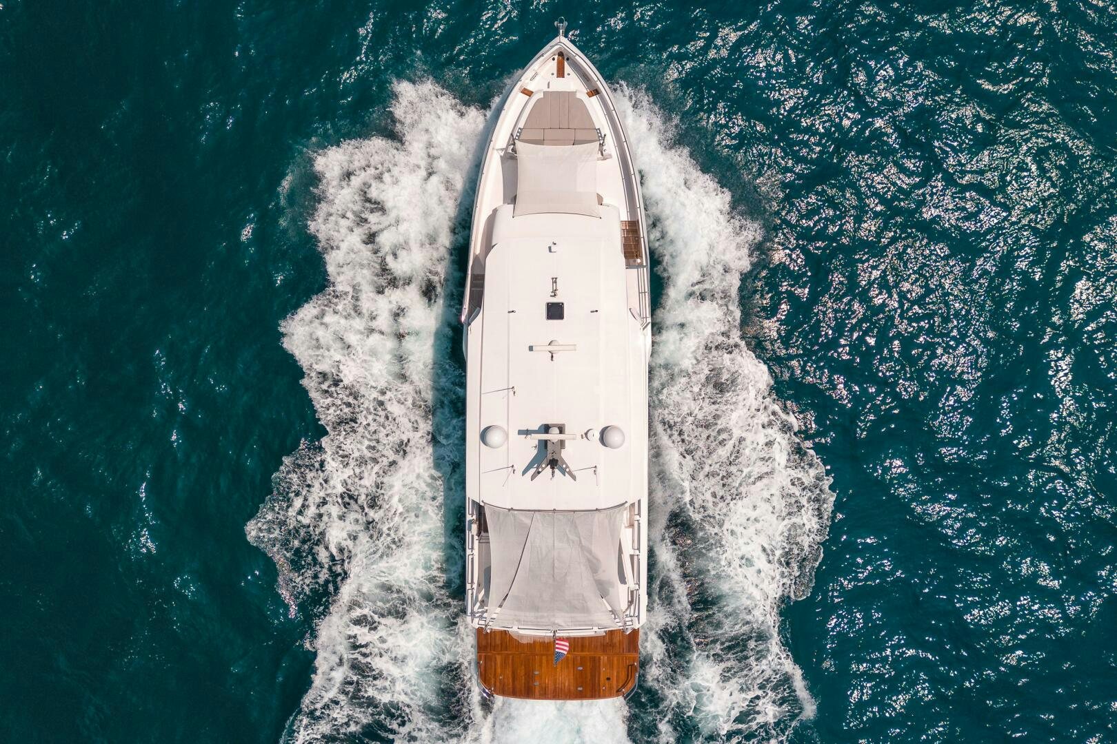 a rocket taking off from the ocean aboard AFTER MIDNIGHT Yacht for Sale