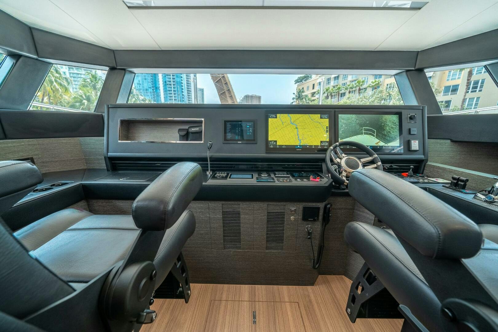 inside of a car aboard AFTER MIDNIGHT Yacht for Sale