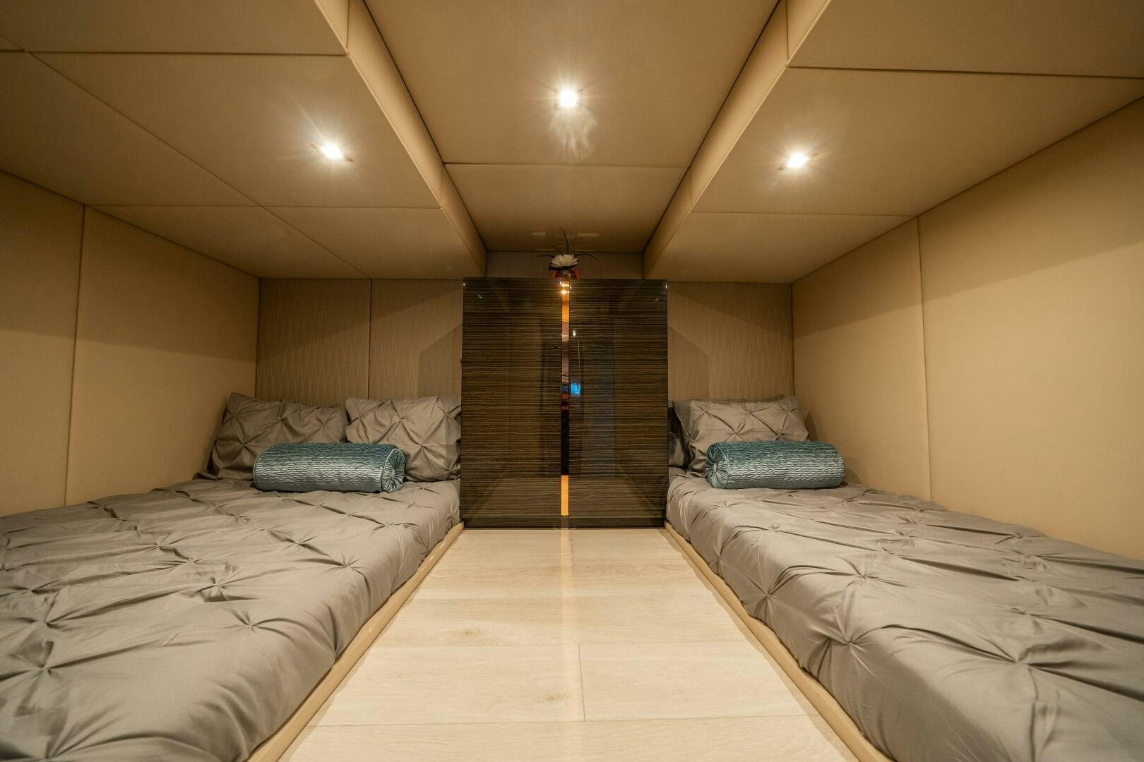 a room with two beds aboard SECOND CHANCE Yacht for Sale