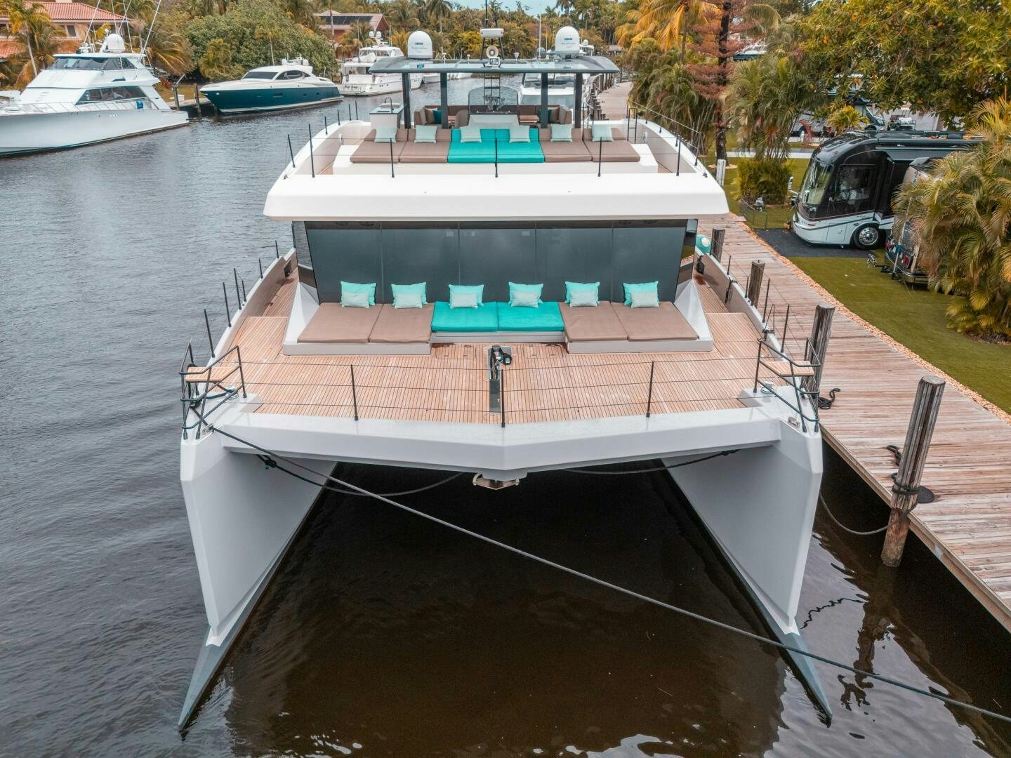 a boat docked at a pier aboard SECOND CHANCE Yacht for Sale