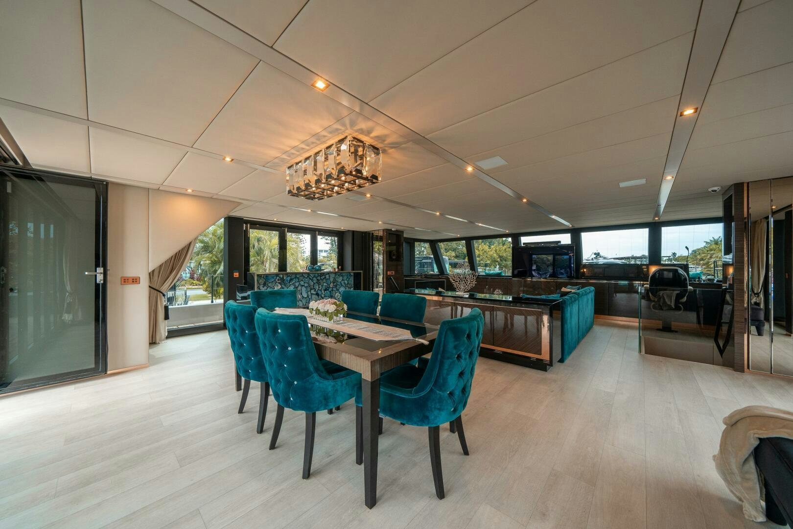 a room with a table and chairs aboard SECOND CHANCE Yacht for Sale