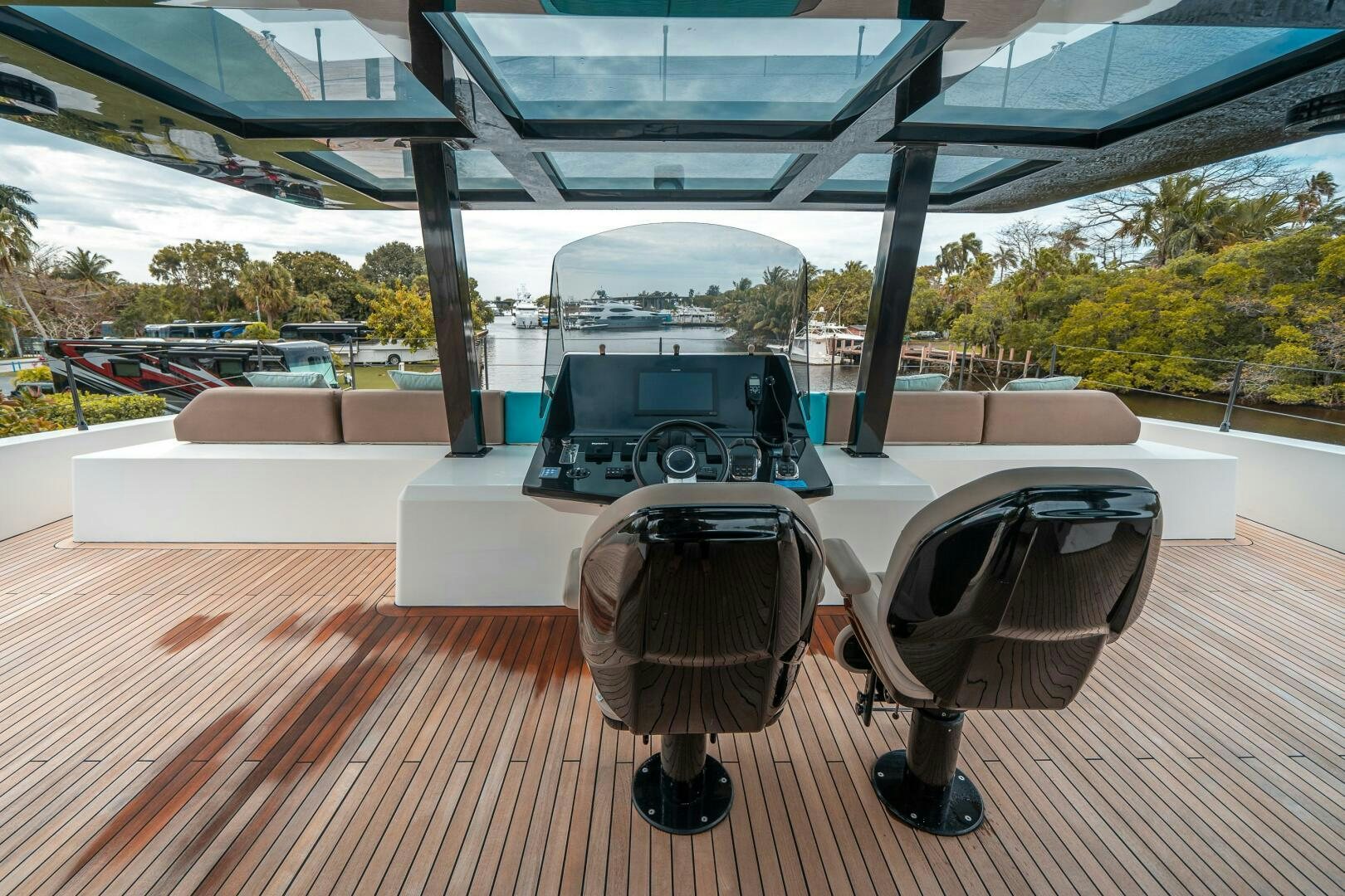 a car on a deck aboard SECOND CHANCE Yacht for Sale