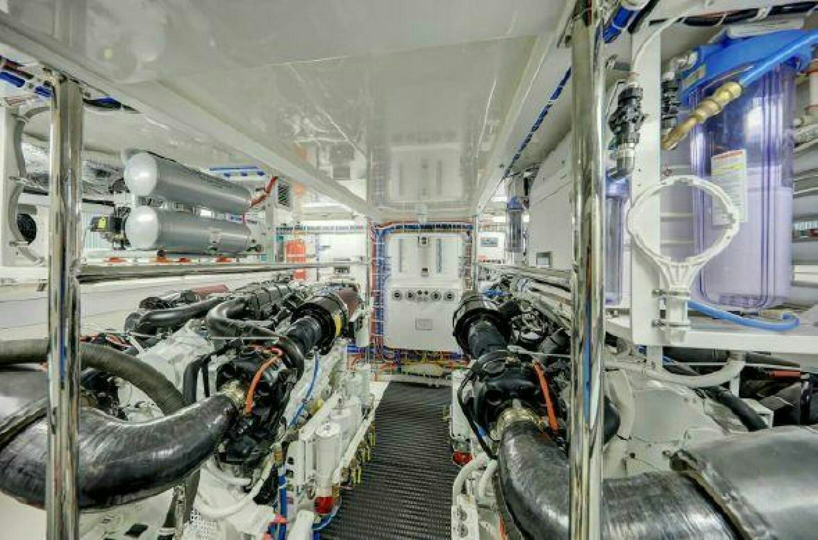 a large machine with pipes aboard 75 HATTERAS M75 / 2020 Yacht for Sale