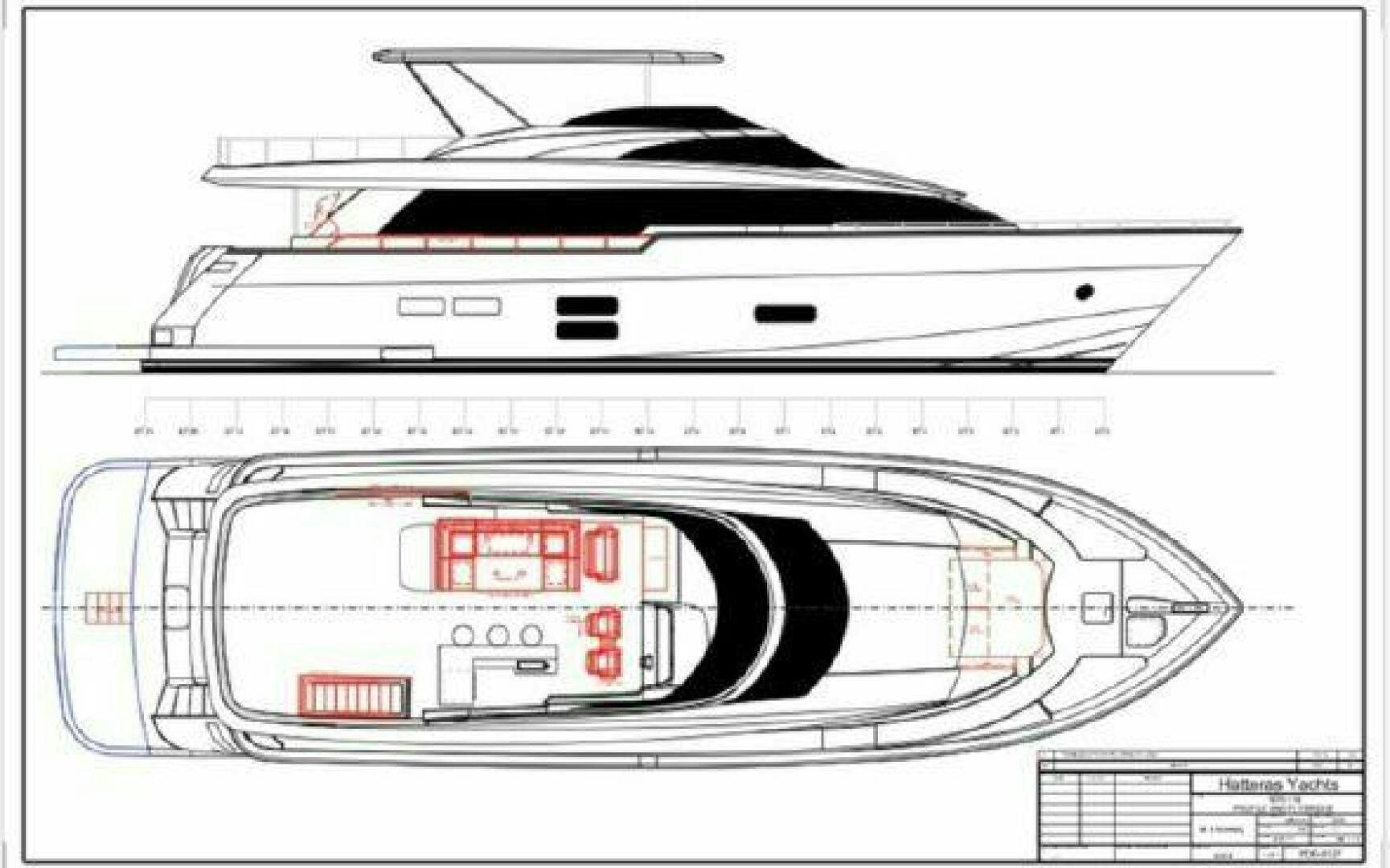 diagram, engineering drawing aboard 75 HATTERAS M75 / 2020 Yacht for Sale