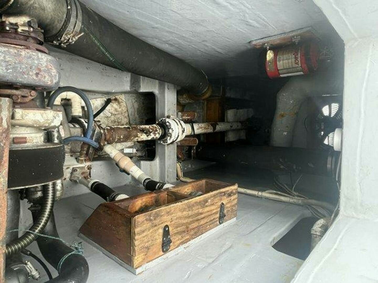 a large metal machine aboard EDGE 2 Yacht for Sale