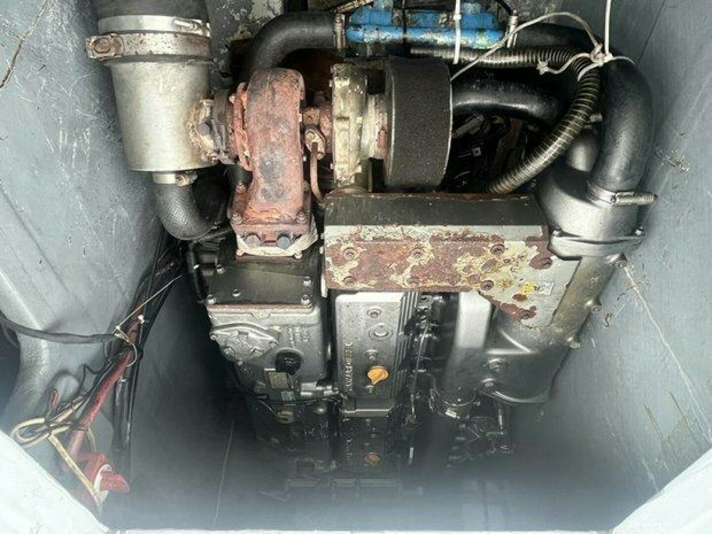 a close-up of a car engine aboard EDGE 2 Yacht for Sale