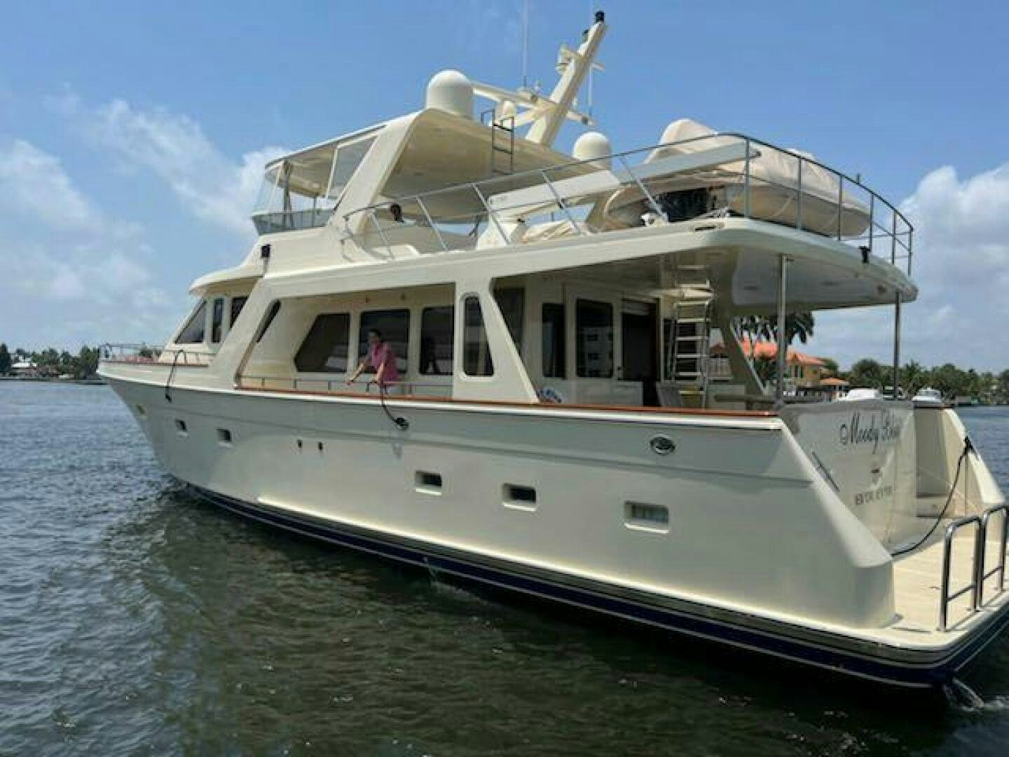 a boat on the water aboard MOODY BLUE Yacht for Sale