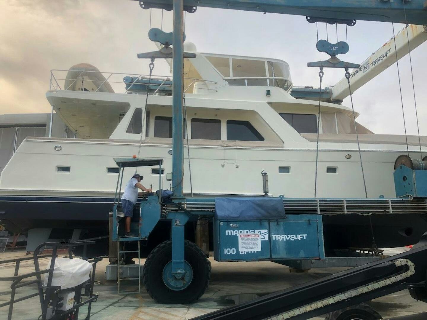 a boat on a trailer aboard MOODY BLUE Yacht for Sale