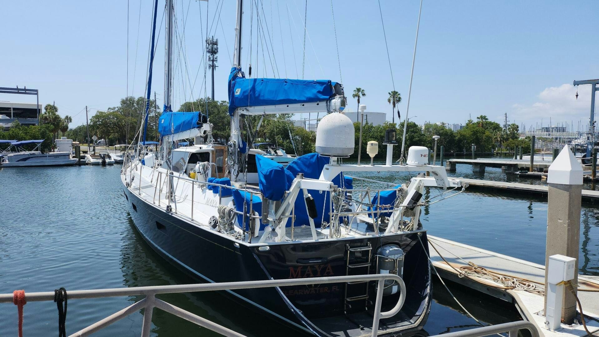 a boat docked at a pier aboard MAYA Yacht for Sale