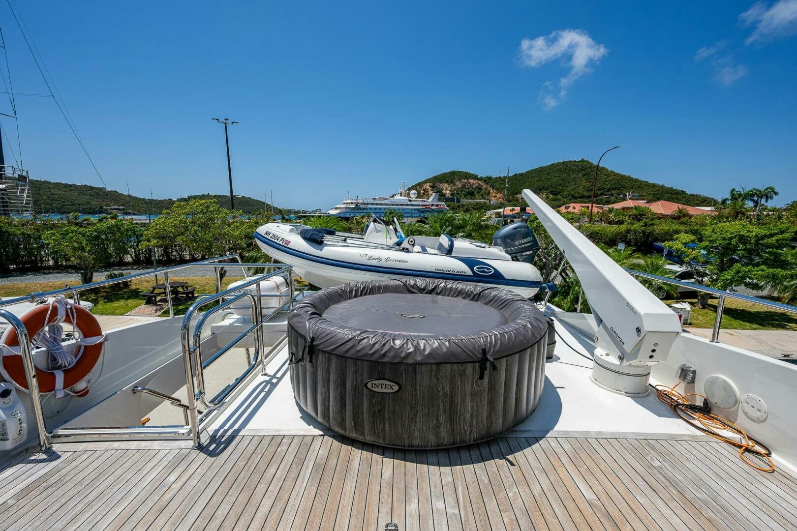 a large metal drum on a deck aboard LADY LORRAINE Yacht for Sale