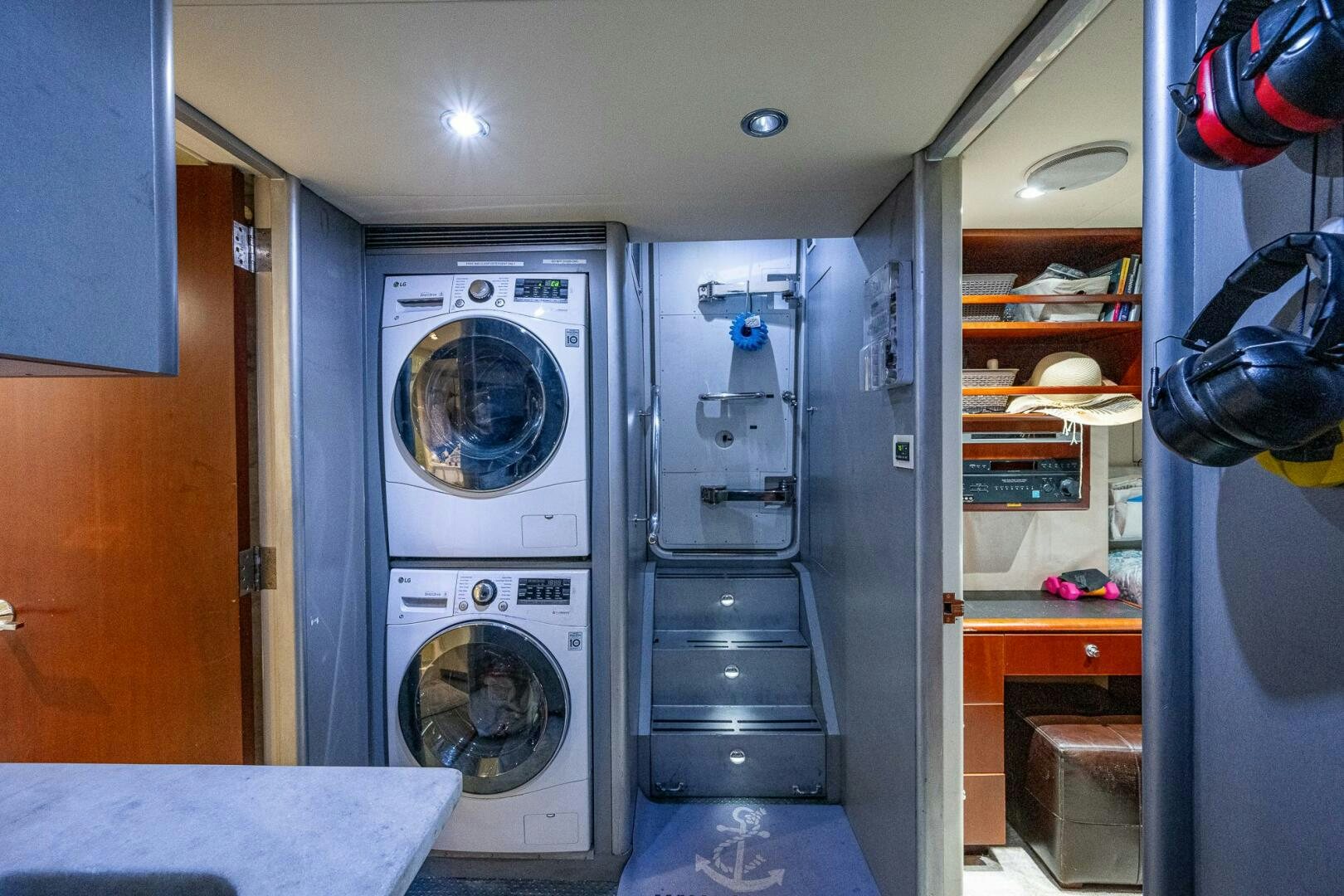 a washer and dryer in a room aboard LADY LORRAINE Yacht for Sale