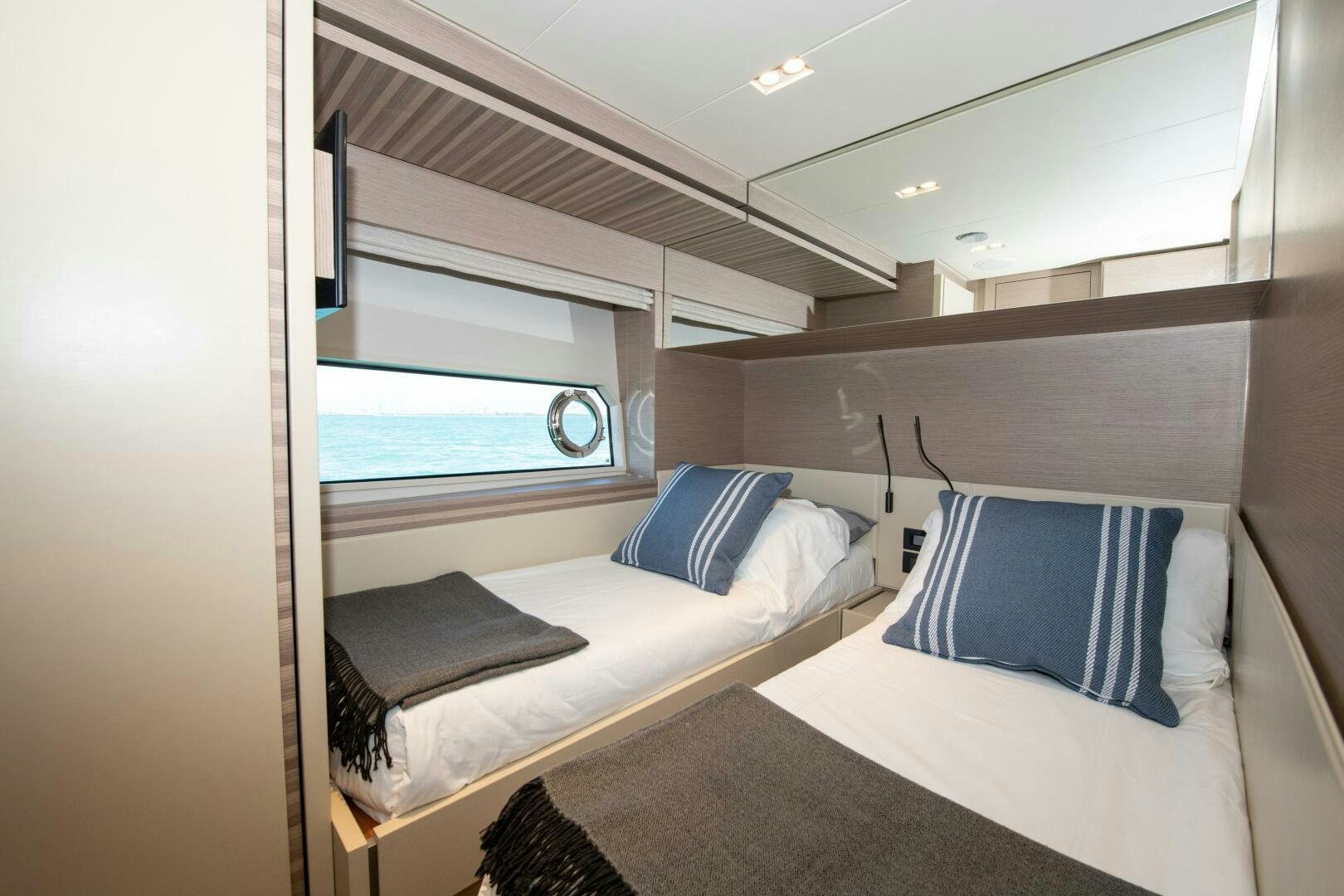a room with two beds aboard GIULIA Yacht for Sale
