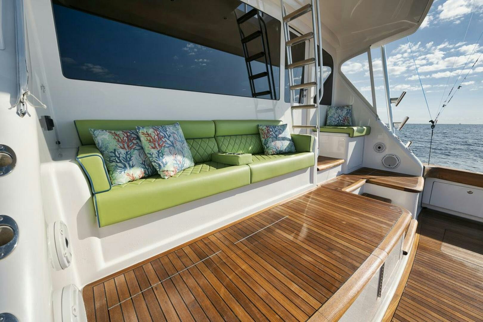 a bed in a room aboard SWEETUMS Yacht for Sale